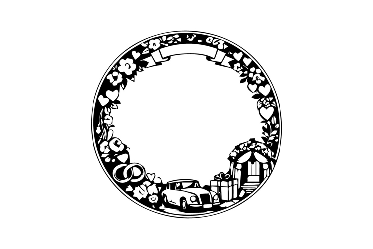 Black and White Circular Wedding Frame Design