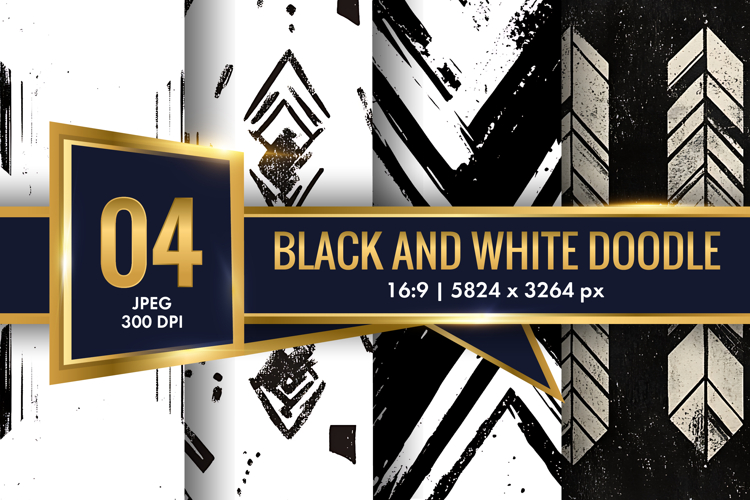 Black and White Doodle Pattern Digital Paper