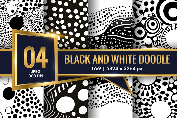 Minimalist Black and White Doodle Patterns Digital Paper