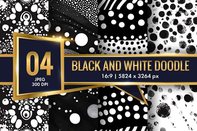 Minimalist Black and White Doodle Patterns Digital Paper