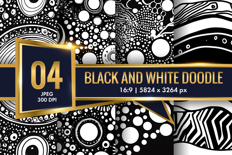 Minimalist Black and White Doodle Patterns Digital Paper