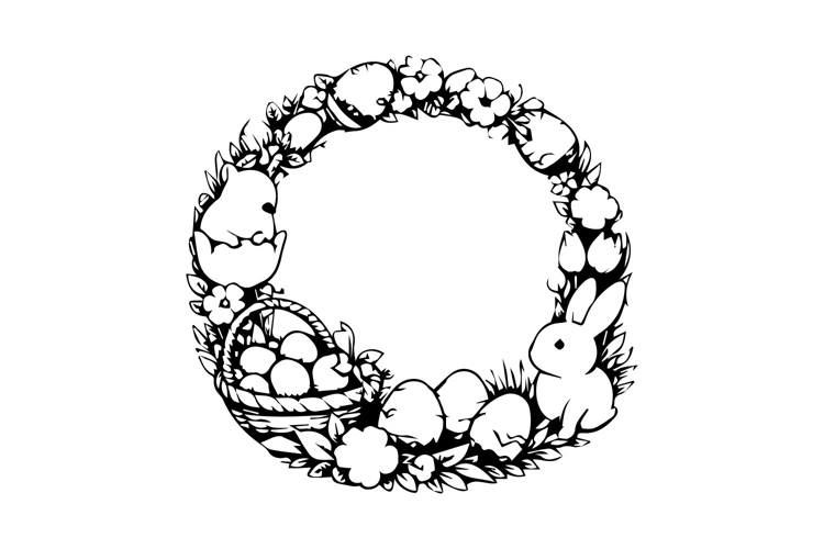 Black and White Easter Circular Frame Design