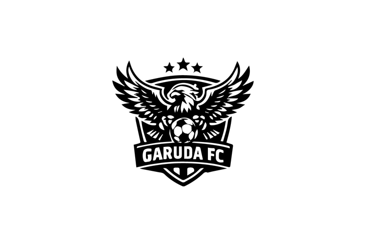 Black and White Garuda FC Soccer Logo Design