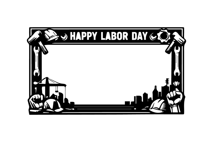 Black and White Labor Day Square Frame Design