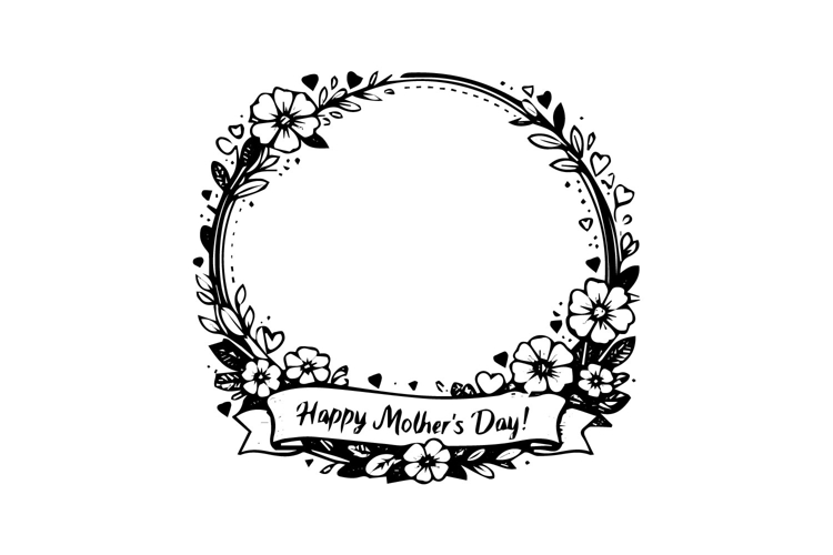 Black and White Mother’s Day Circle Frame Design