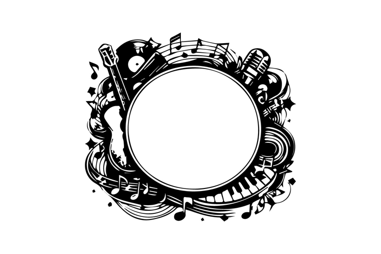 Black and White Music Circle Frame Design