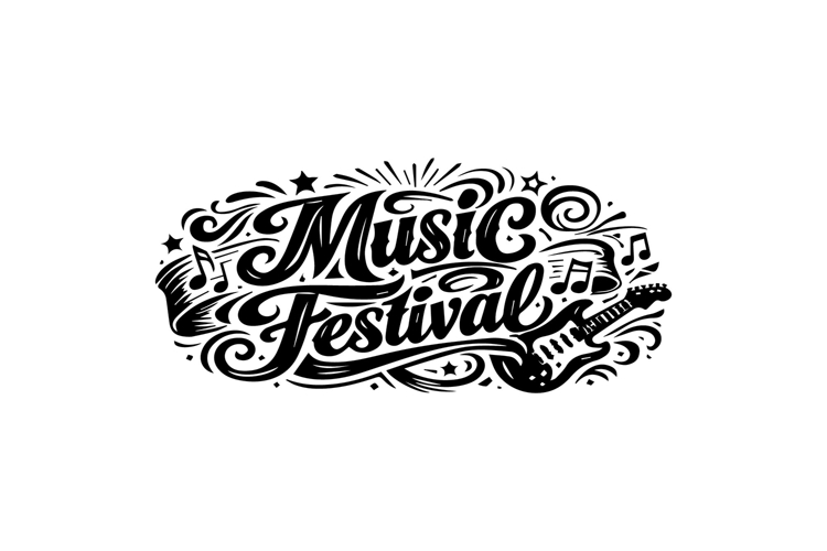 Black and White Music Festival Horizontal Lettering Design