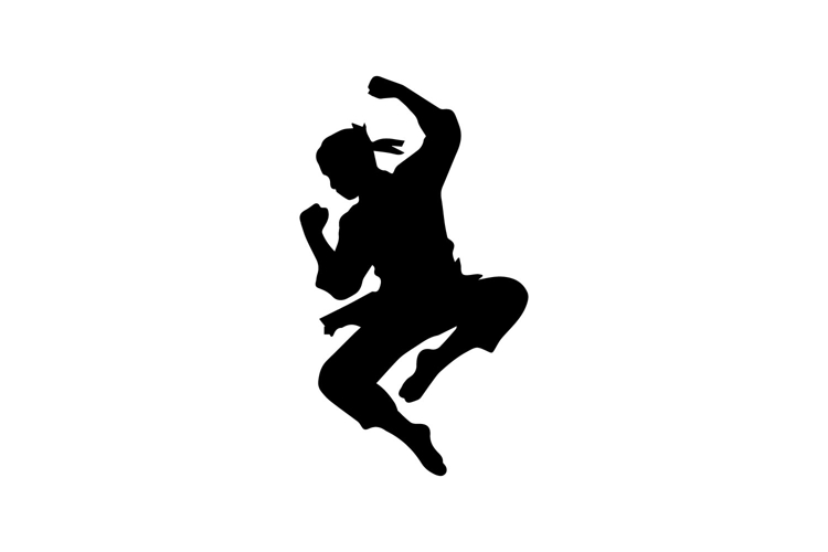 Black and White Pencak Silat Jump Silhouette Design