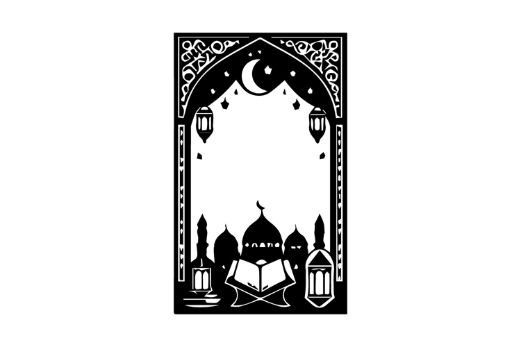 Black and White Ramadan Vertical Frame Design