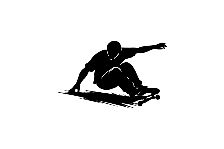 Black and White Skateboarder Ollie Silhouette on Ramp Design