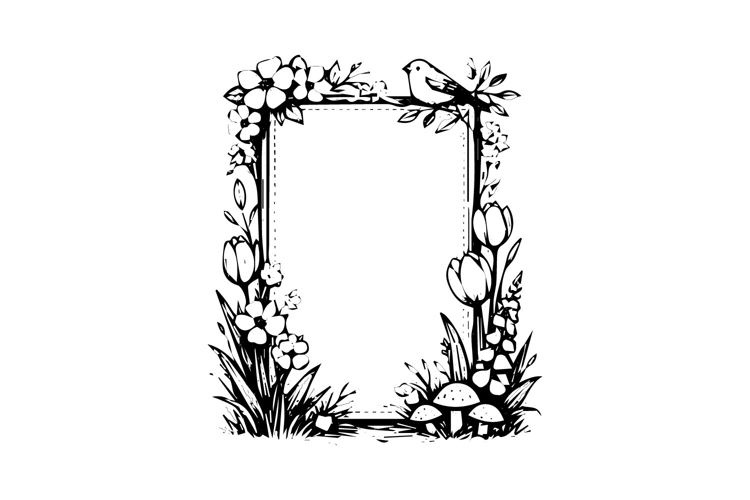 Black and White Spring Vertical Frame Design