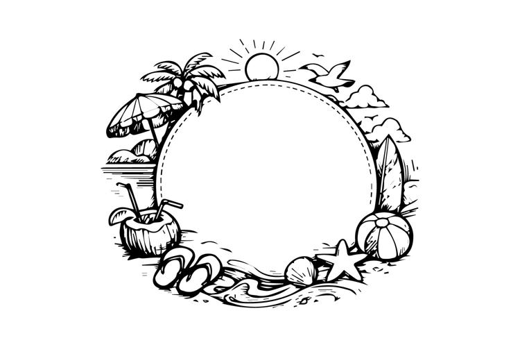Black and White Summer Circle Frame Design