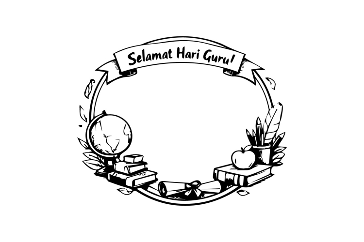 Black and White Teacher’s Day Circle Frame Design