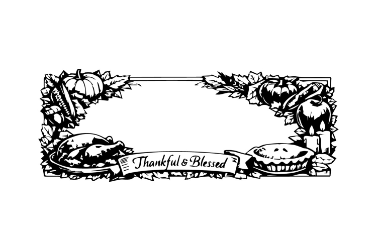 Black and White Thanksgiving Horizontal Frame Design