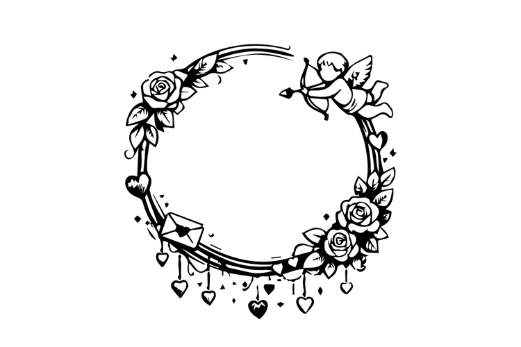 Black and White Valentine Circular Frame Design