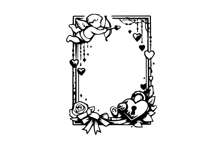Black and White Valentine Vertical Frame Design