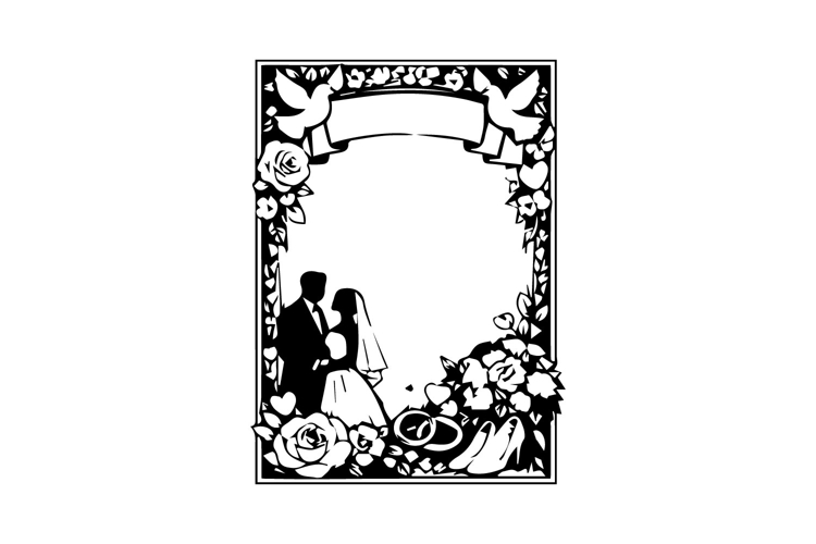 Black and White Vertical Wedding Frame Design