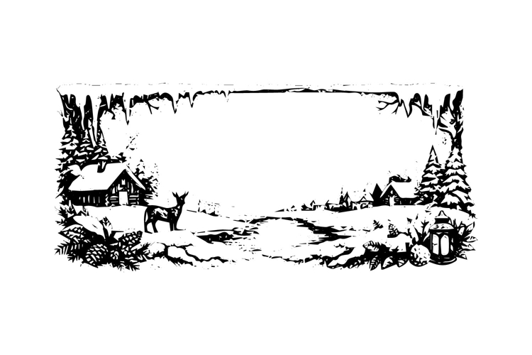 Black and White Winter Horizontal Frame Design