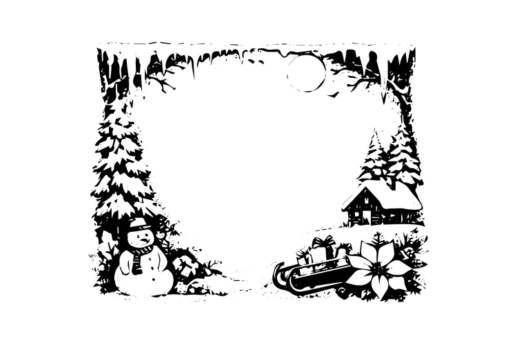 Black and White Winter Square Frame Design