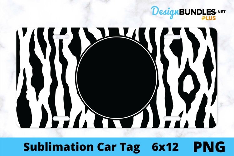 Sublimation Car Tag - Car Tag PNG - Monogrammed Zebra example image 1