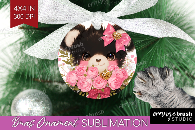 Black Bear Valentine Ornament PNG Cute Valentines Day PNG