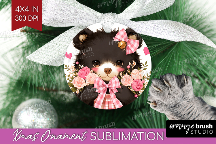 Black Bear Valentine Ornament PNG Cute Valentines Day PNG