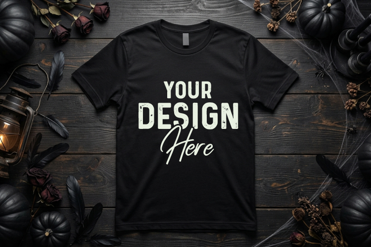 Halloween Black T Shirt Mockup, Bella Canva T Shirt Mockup example image 1