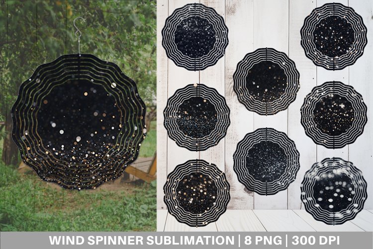 Black Bokeh Pattern Wind Spinner | Sublimation Spinner Desig