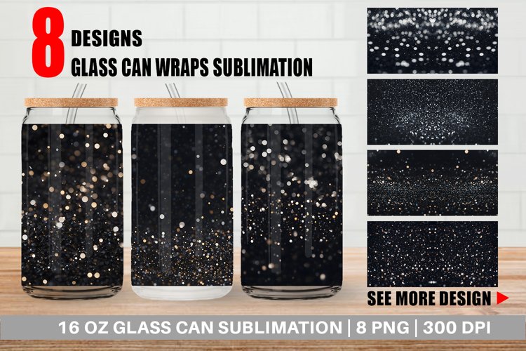 Glass Can Wraps Black Bokeh Pattern