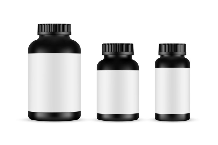Black Plastic Bottles for Pills or Supplements example image 1