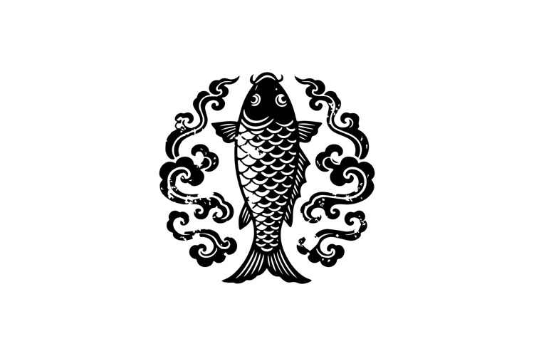Black branding logo illustration fish template concept