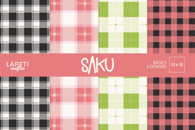 Black and white buffalo plaid digital paper background