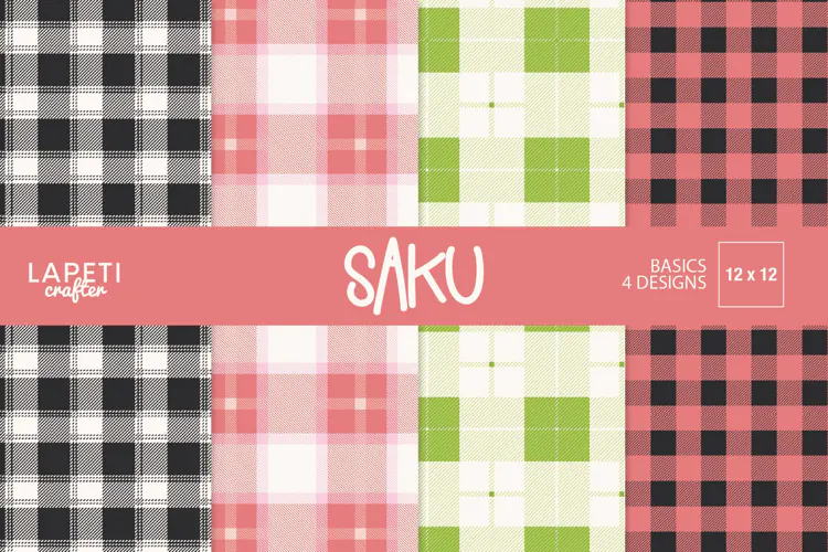 Buffalo Plaid Digital Papers Pink Green Black Gingham