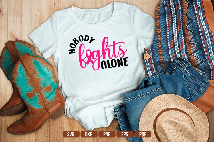 nobody fights alone Svg, Breast Cancer Svg
