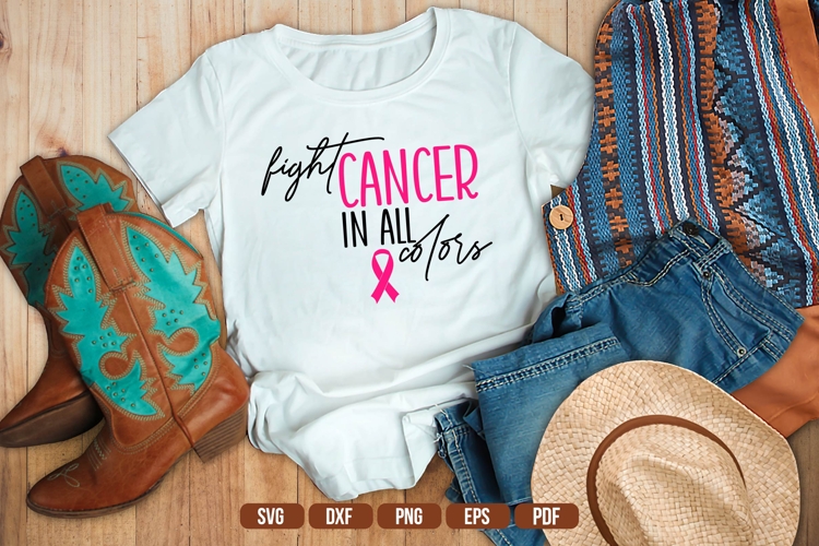 Fight Cancer in All Colors Svg, Breast Cancer Svg example image 1