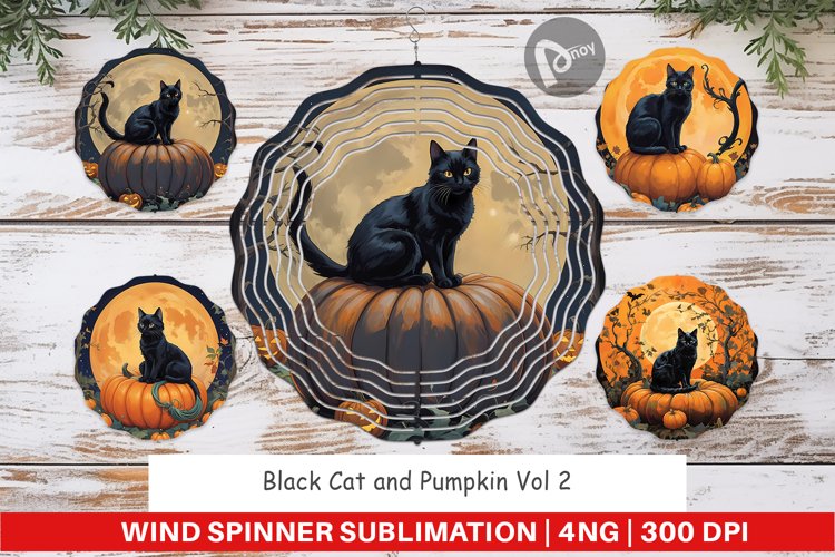 Wind Spinner Black Cat and Pumpkin
