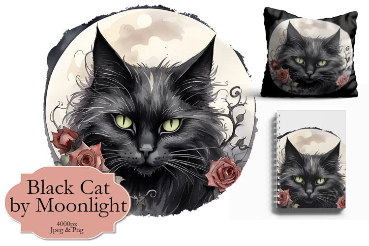 Black Cat by Moonlight Illustration