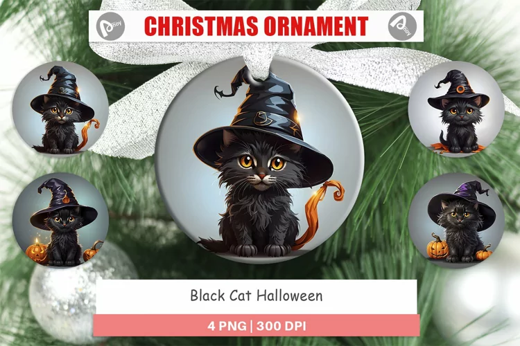 Christmas Ornaments Black Cat Halloween
