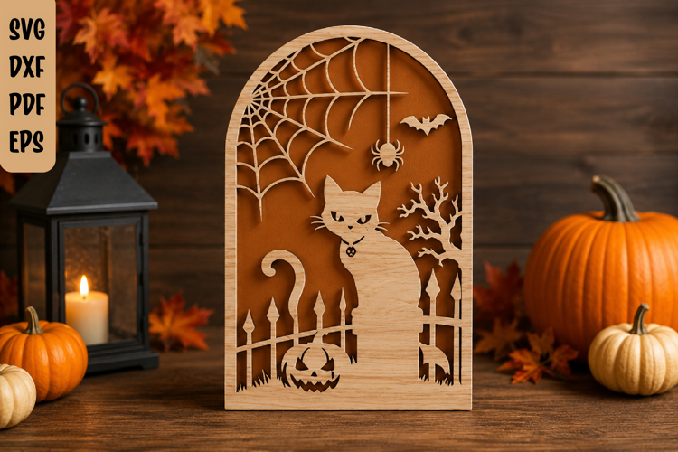 Black Cat Halloween Arch SVG