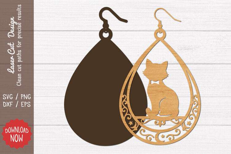 Black Cat Halloween Earring SVG example image 1