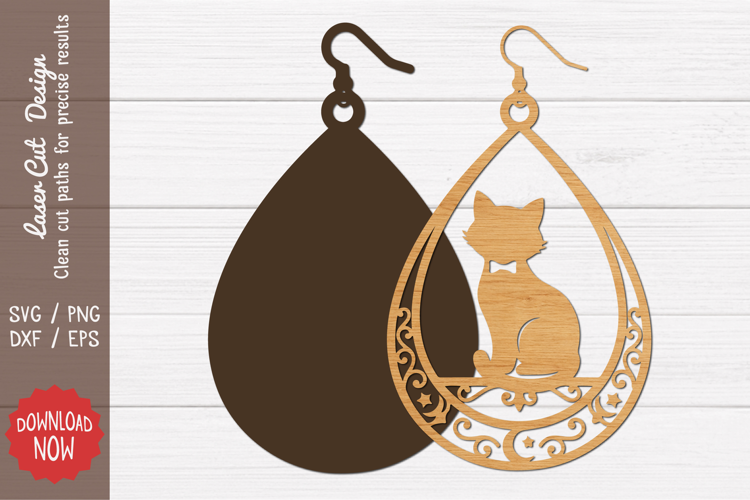 Black Cat Halloween Earring SVG
