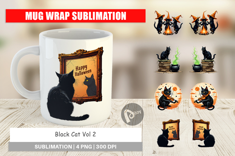 Mug Wrap Black Cat
