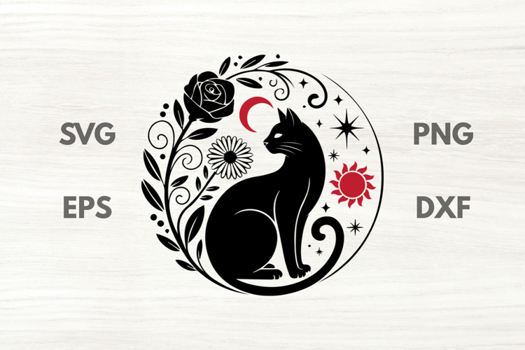 Moon and Sun Cat SVG