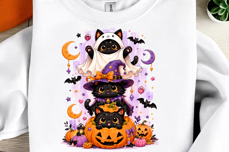 Black Cats Halloween Png, Pumpkin Season Png