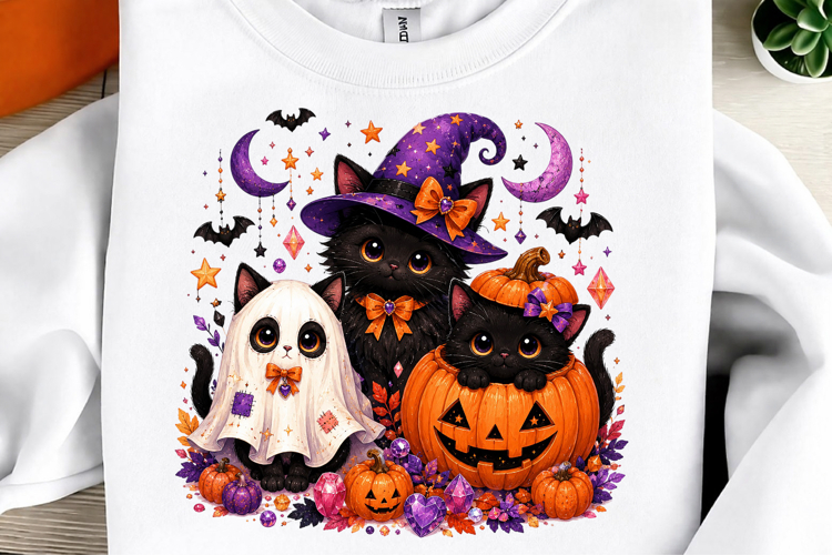 Black Cats Halloween Png, Pumpkin Season Png
