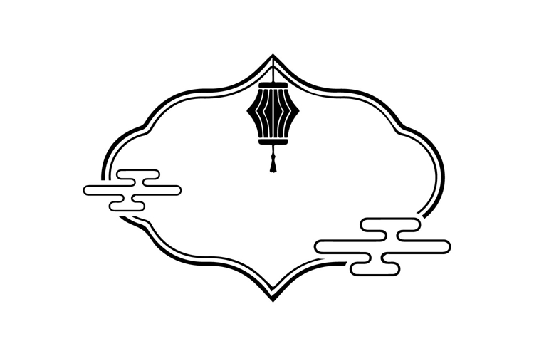 Black chinese frame decorative element isolated eps 10