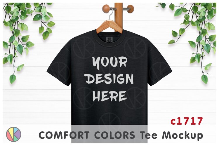Black Comfort Colors 1717 T-Shirt Mockup.