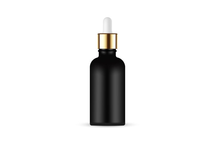 Black Dropper Bottle Mockup With Golden Cap example image 1