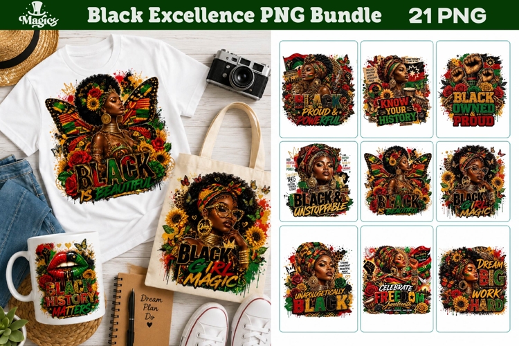 Black Excellence PNG Bundle | Black Girl Magic Sublimation