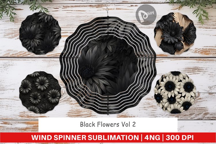 Wind Spinner Black Flowers